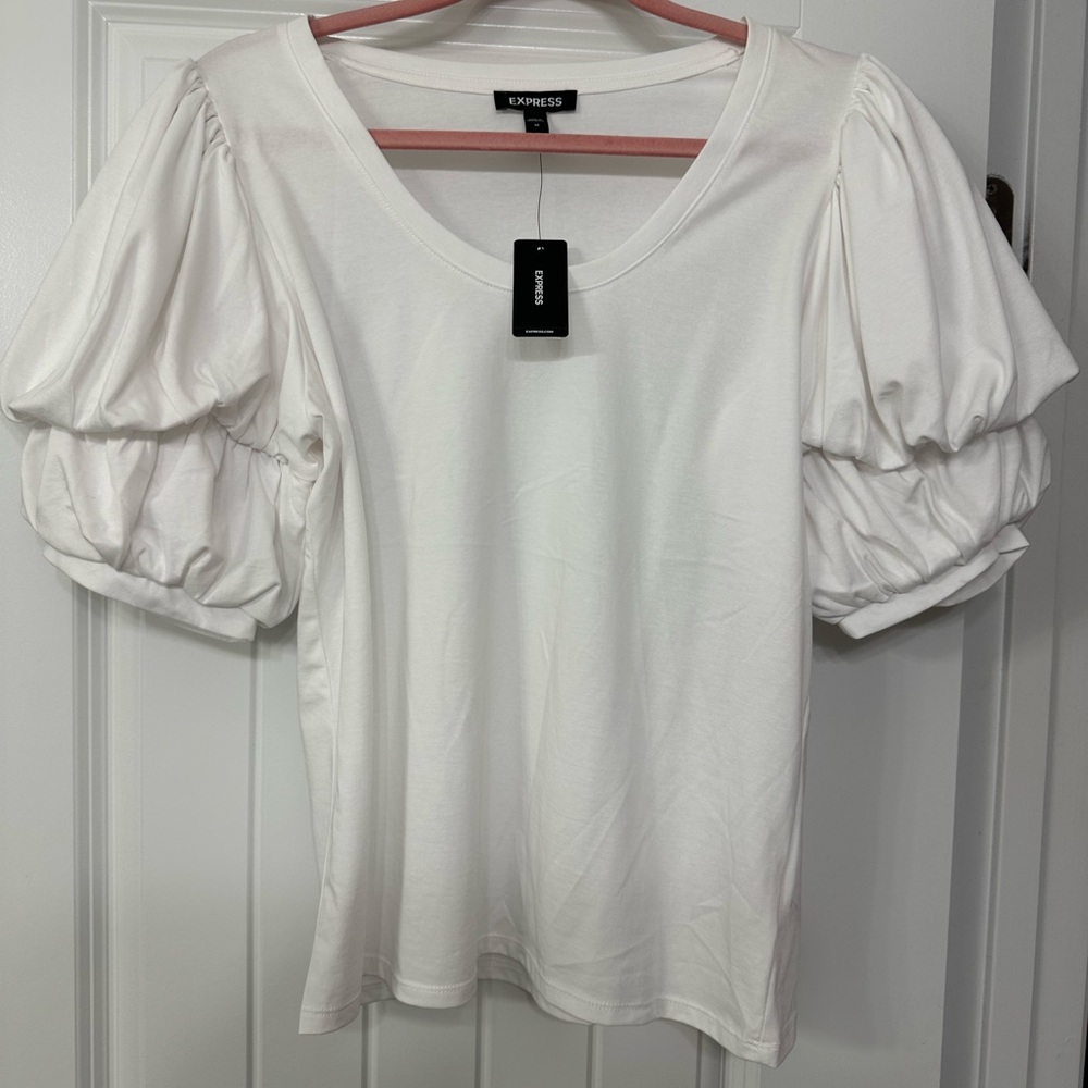 Express Women's Ivory Puff Sleeve Blouse